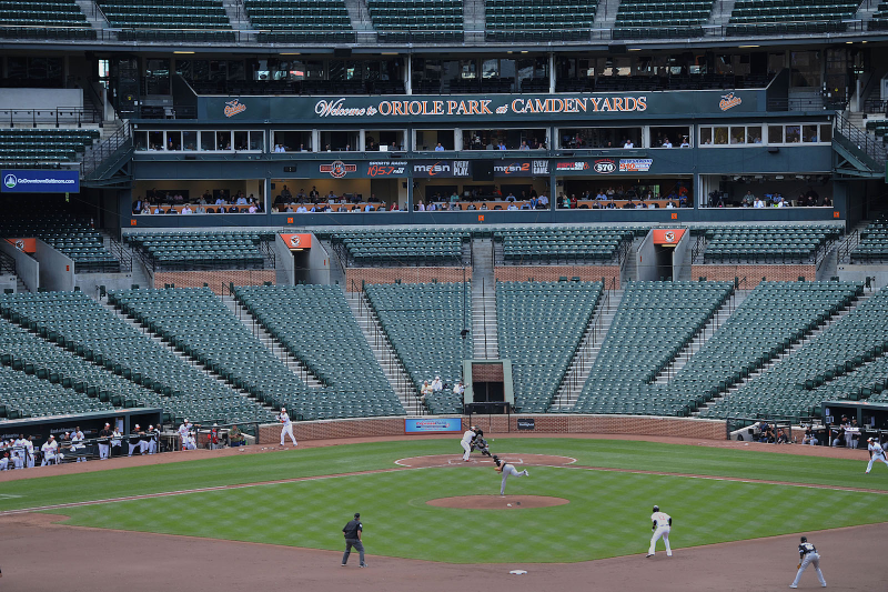 Illustration for article titled Photos: An empty stadium in Baltimore hosts a MLB baseball game
